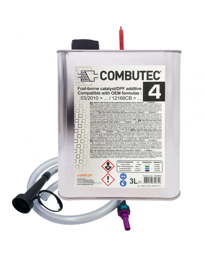 Cérine Peugeot, additif FAP noir Peugeot/Citroën - kit de remplissage Warm Up COMBUTEC 4 - 3L