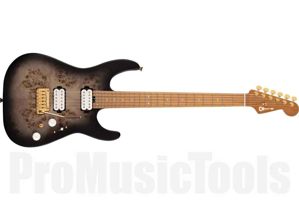 Charvel Pro-Mod DK24 HH 2PT CM Poplar Burl MN - Transparent Black Burst