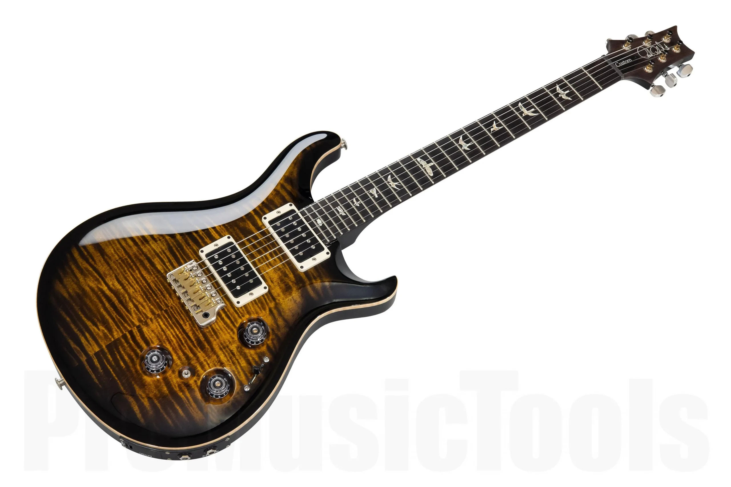 PRS USA Custom 24 Piezo CC - Black Gold Burst w/ Natural Binding